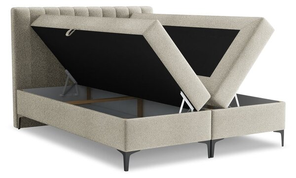 Letto boxspring grigio tortora con contenitore 180x200 cm Puhala – Makamii