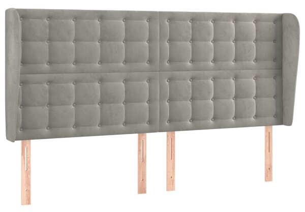 Testiera ad Orecchio Grigio Chiaro 203x23x118/128 cm in Velluto