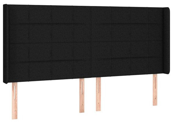 Testiera ad Orecchio Nera 203x16x118/128 cm in Tessuto