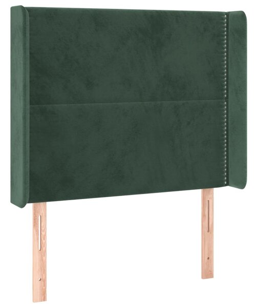 Testiera ad Orecchio Verde Scuro 103x16x118/128cm in Velluto