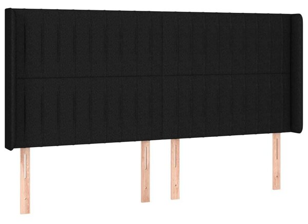Testiera ad Orecchio Nera 183x16x118/128 cm in Tessuto