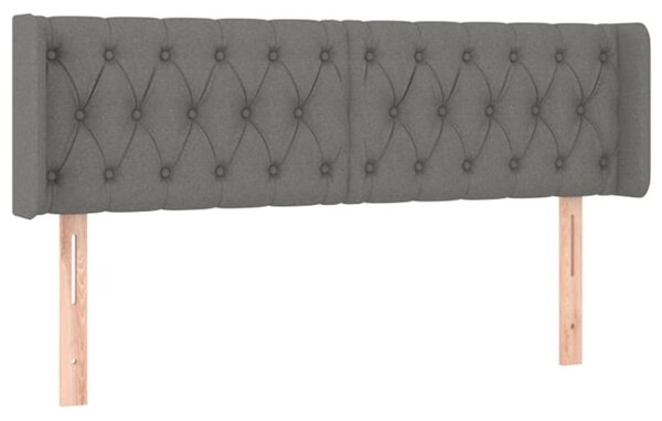 Testiera ad Orecchio Grigio Scuro 147x16x78/88 cm in Tessuto