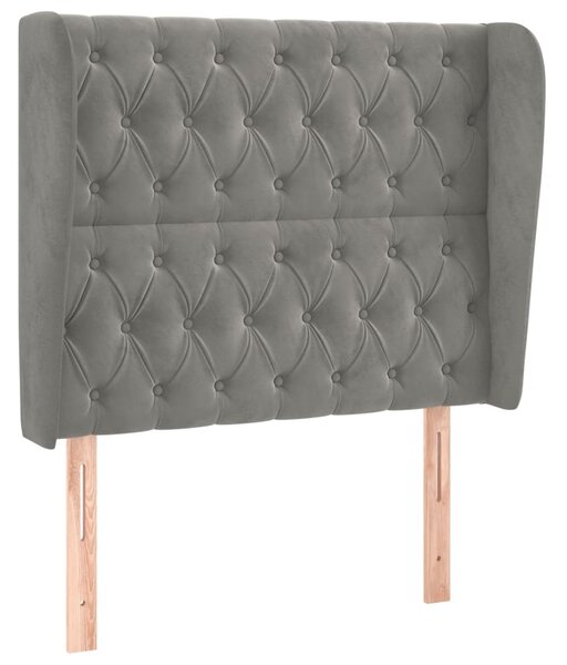 Testiera ad Orecchio Grigio Chiaro 93x23x118/128 cm in Velluto