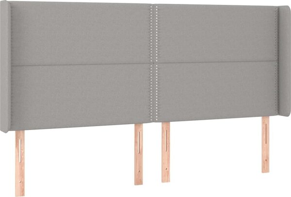 Testiera ad Orecchio Grigio Chiaro 203x16x118/128 cm in Tessuto