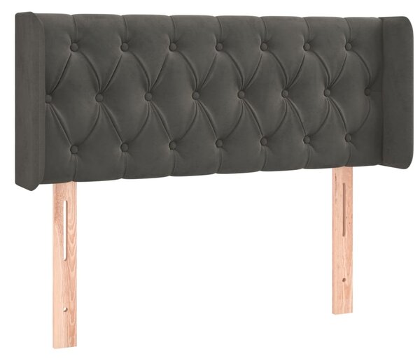 Testiera ad Orecchio Grigio Scuro 93x16x78/88 cm in Velluto