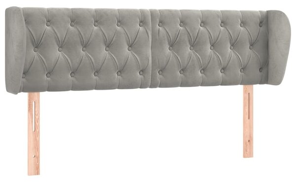 Testiera ad Orecchio Grigio Chiaro 163x23x78/88 cm in Velluto