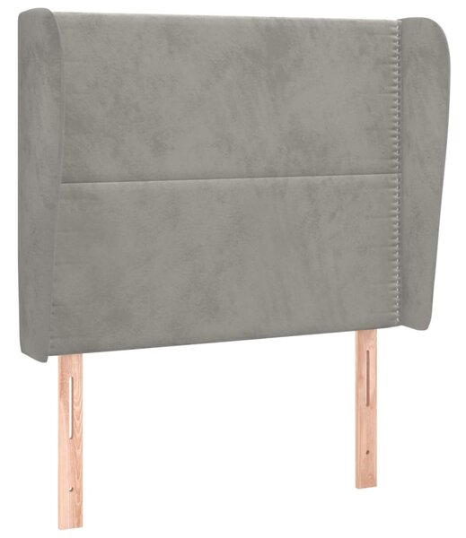 Testiera ad Orecchio Grigio Chiaro 103x23x118/128 cm in Velluto