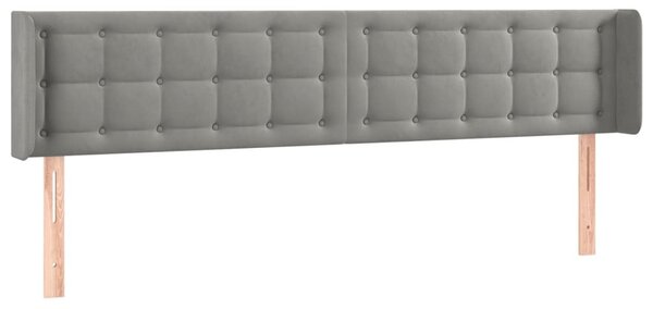 Testiera ad Orecchio Grigio Chiaro 163x16x78/88 cm in Velluto