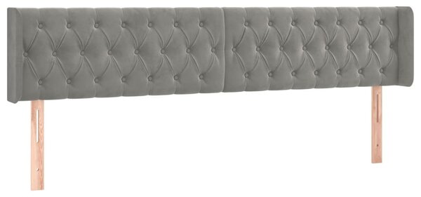Testiera ad Orecchio Grigio Chiaro 203x16x78/88 cm in Velluto