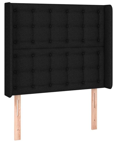 Testiera ad Orecchio Nera 93x16x118/128 cm in Tessuto