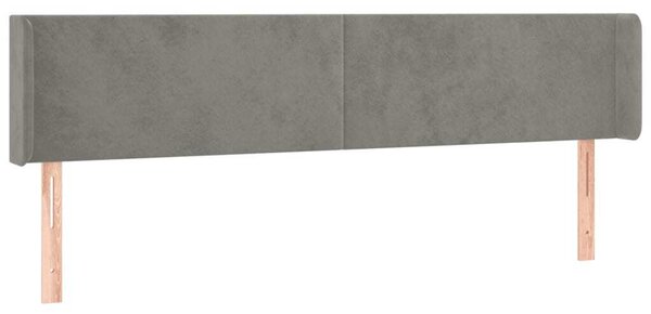 Testiera ad Orecchio Grigio Chiaro 183x16x78/88 cm in Velluto