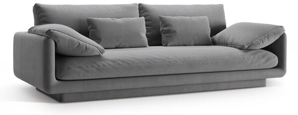 Divano in grigio chiaro con rivestimento in velluto 220 cm Torino – Micadoni
