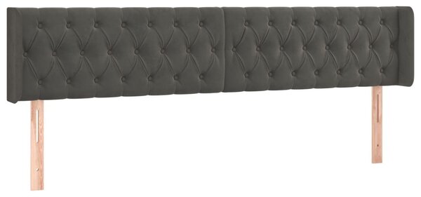 Testiera ad Orecchio Grigio Scuro 203x16x78/88 cm in Velluto