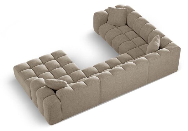 Divano angolare marrone chiaro (con penisola a sinistra/a U) con rivestimento in ciniglia Treno – Cosmopolitan Design