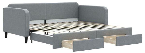 Divano Letto Estraibile Cassetti Grigio Chiaro 100x200 Tessuto