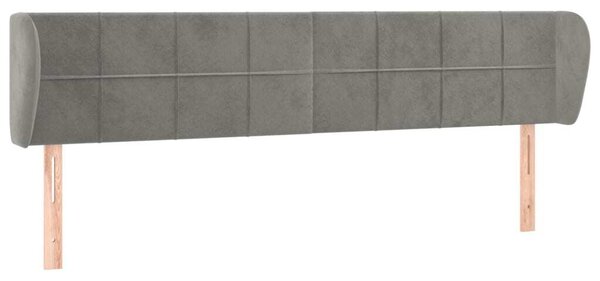 Testiera ad Orecchio Grigio Chiaro 163x23x78/88 cm in Velluto