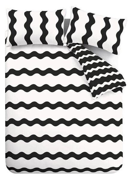 Set copripiumino e federa bianco e nero per letto singolo 135x200 cm Waves – Sassy B