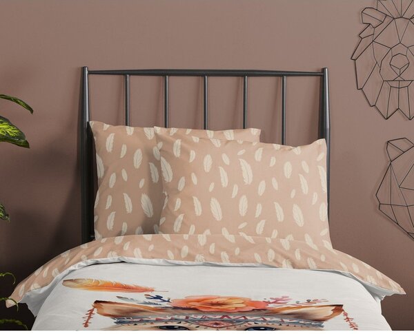 Set copripiumino e federa da bambini marrone/beige in cotone per letto singolo 140x200 cm Hay – Good Morning