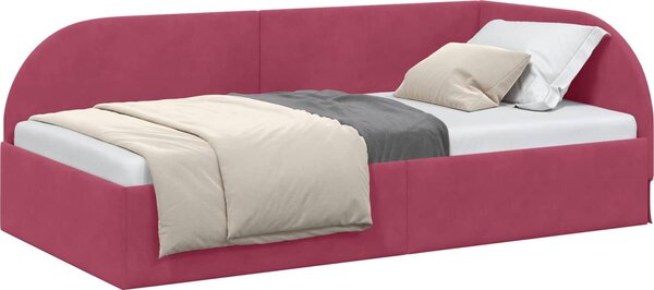 Cornice del letto ad angolo Rosso Vino 90 cm x 200 cm Velluto