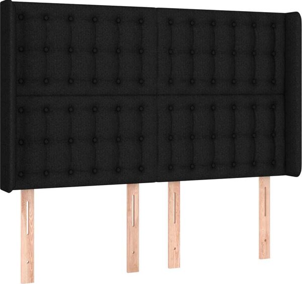 Testiera ad Orecchio Nera 147x16x118/128 cm in Tessuto