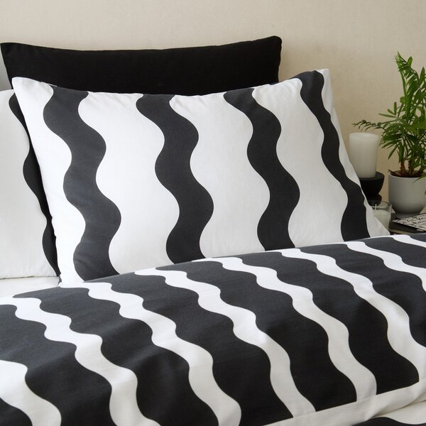 Set copripiumino e federa bianco e nero per letto singolo 135x200 cm Waves – Sassy B