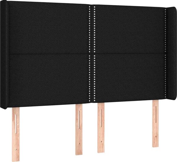 Testiera ad Orecchio Nera 147x16x118/128 cm in Tessuto