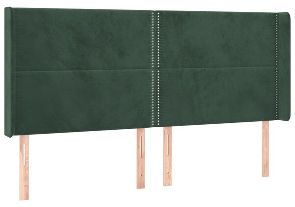 Testiera ad Orecchio Verde Scuro 203x16x118/128 cm in Velluto