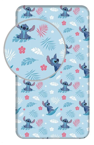 Lenzuolo con angoli per bambini blu in cotone per letto singolo 90x200 cm Lilo & Stitch "Blue" – Jerry Fabrics
