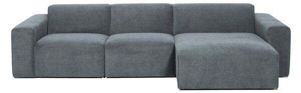 Divano angolare componibile grigio (con penisola a destra) con rivestimento in velluto a coste Sting – Scandic