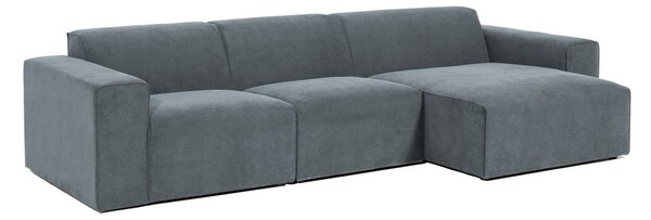 Divano angolare componibile grigio (con penisola a destra) con rivestimento in velluto a coste Sting – Scandic