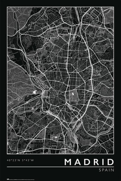Posters, Stampe Madrid - City Map, (61 x 91.5 cm)