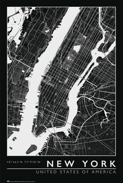 Posters, Stampe New York - City Map, (61 x 91.5 cm)