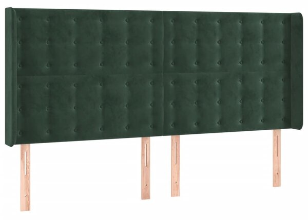 Testiera ad Orecchio Verde Scuro 203x16x118/128 cm in Velluto