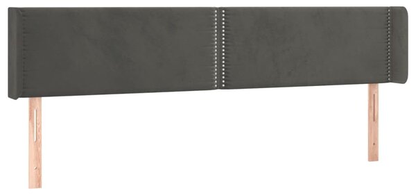 Testiera ad Orecchio Grigio Scuro 203x16x78/88 cm in Velluto