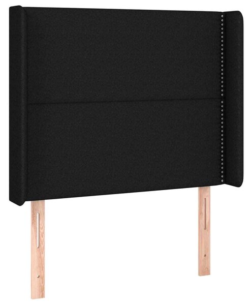 Testiera ad Orecchio Nera 93x16x118/128 cm in Tessuto