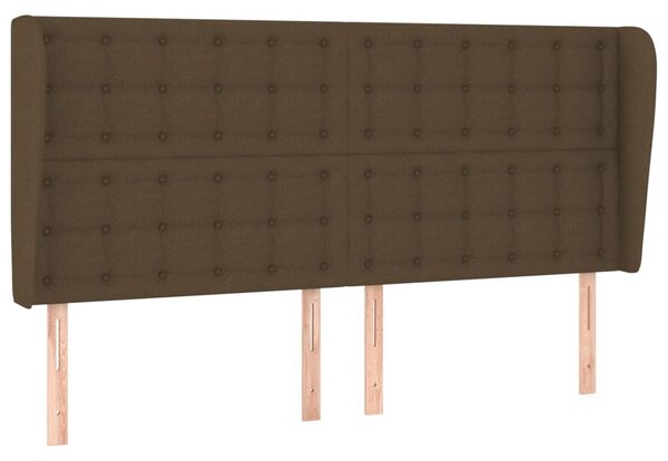 Testiera ad Orecchio Marrone Scuro 203x23x118/128 cm in Tessuto