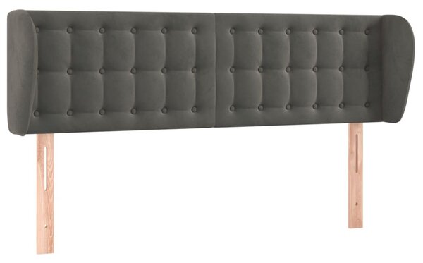 Testiera ad Orecchio Grigio Scuro 147x23x78/88 cm in Velluto