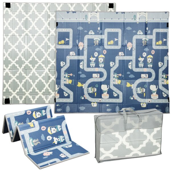 AIYAPLAY Tappeto da gioco per bambini pieghevole e reversibile, in schiuma spessa, 202 x 180,5 x 1 cm, Multicolore | Aosom Italy