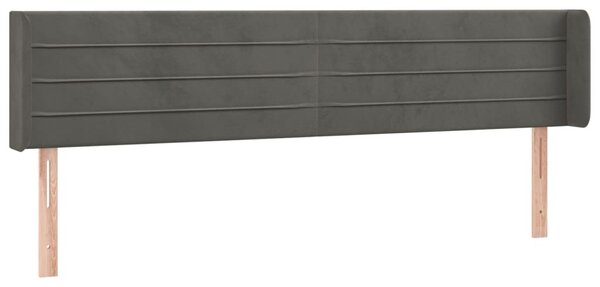 Testiera ad Orecchio Grigio Scuro 163x16x78/88 cm in Velluto