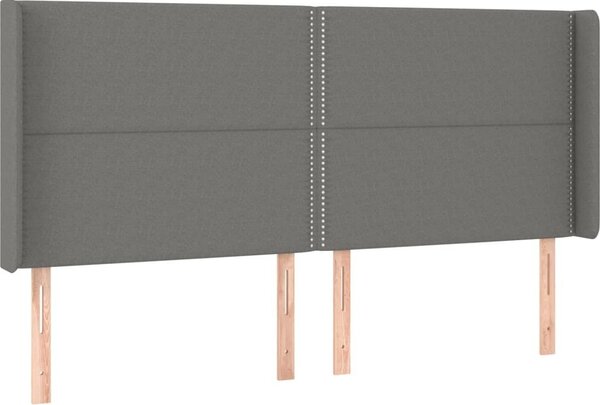 Testiera ad Orecchio GrigioScuro 203x16x118/128cm in Tessuto