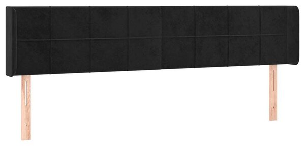 Testiera ad Orecchio Nera 163x16x78/88 cm in Velluto