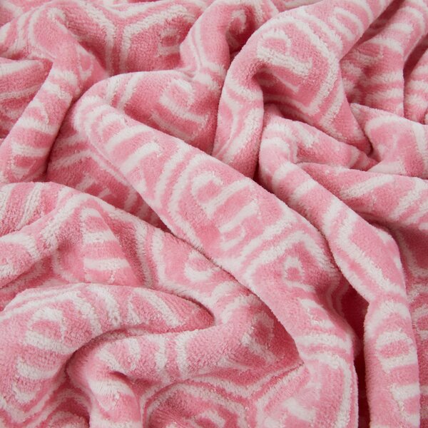 Asciugamano Con Ospite In Acrilico Dralon Pattern 40X60+60X100 Premoli Di Bella Moderno Rosa Caleffi
