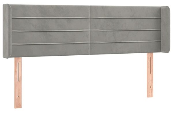 Testiera ad Orecchio Grigio Chiaro 147x16x78/88 cm in Velluto