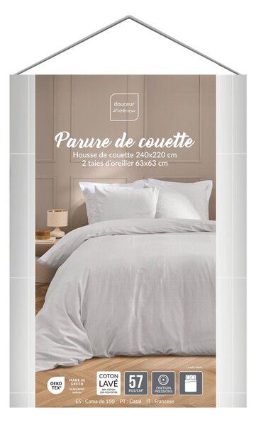 Set copripiumino e federa bianco per letto matrimoniale ed esteso 240x220 cm Linella – douceur d'intérieur