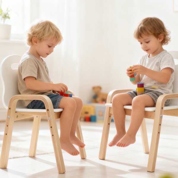 AIYAPLAY Set 2 Sedie Bambini in Legno di Betulla Regolabili e Impilabili, Bianco | Aosom Italy