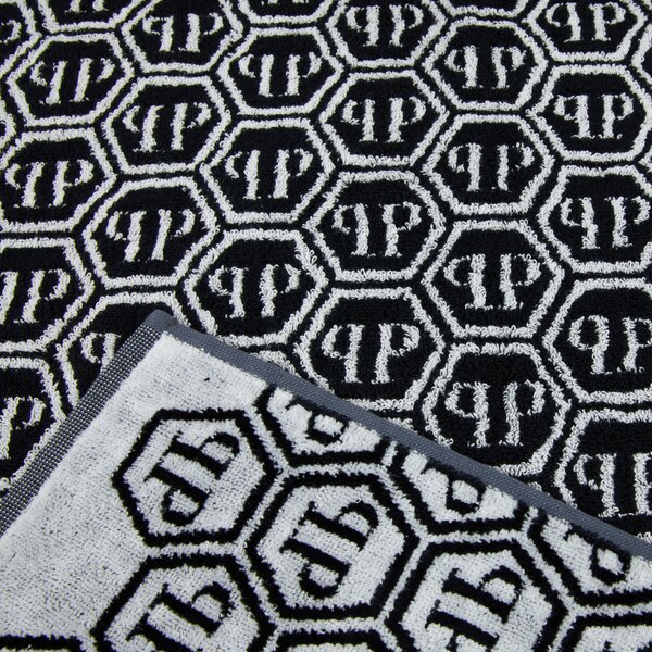 Asciugamano Con Ospite In Acrilico Dralon Pattern 40X60+60X100 Premoli Di Bella Moderno Black Caleffi