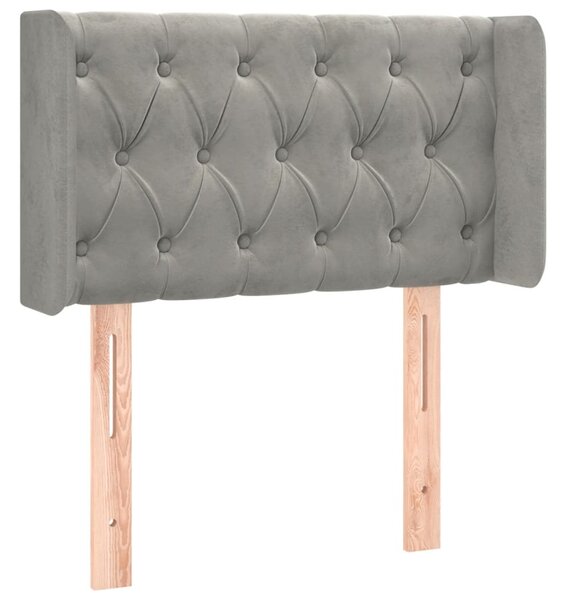 Testiera ad Orecchio Grigio Chiaro 83x16x78/88 cm in Velluto