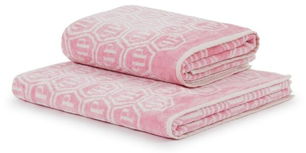 Asciugamano Con Ospite In Acrilico Dralon Pattern 40X60+60X100 Premoli Di Bella Moderno Rosa Caleffi