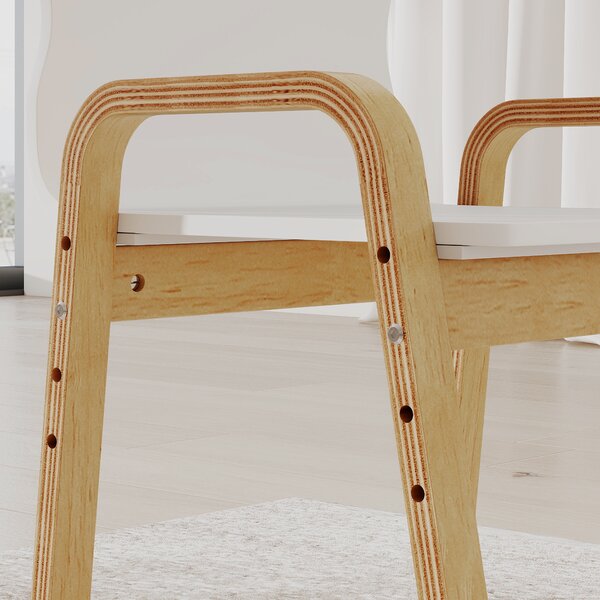 AIYAPLAY Set 2 Sedie Bambini in Legno di Betulla Regolabili e Impilabili, Bianco | Aosom Italy