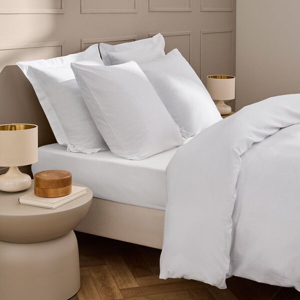 Set copripiumino e federa bianco per letto matrimoniale ed esteso 240x220 cm Linella – douceur d'intérieur